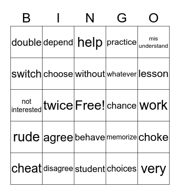ASL Lesson 14 Bingo Card
