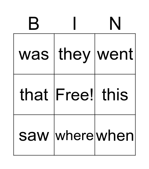 Sight Words March 6 Bingo Card