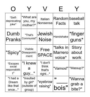 A Bingo Game for Michael Bingo Card