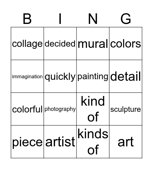 semmul unit 1 Bingo Card