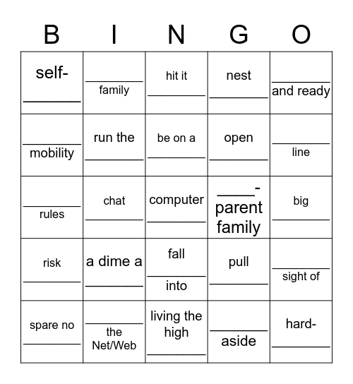 Units 7-8-9 Bingo Card