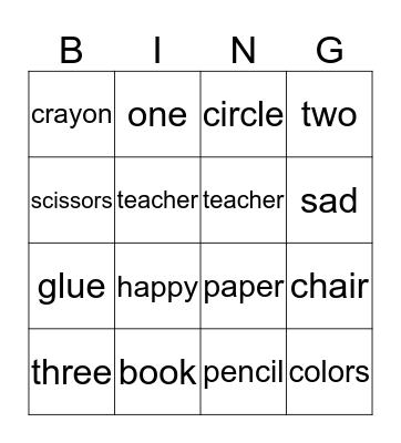 red unit 1 Bingo Card