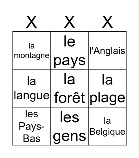 Vocabulaire E&F (néerlandais - français) H2D Bingo Card
