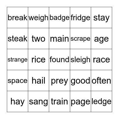 4 in a Row Bingo Card