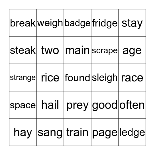 4 in a Row Bingo Card