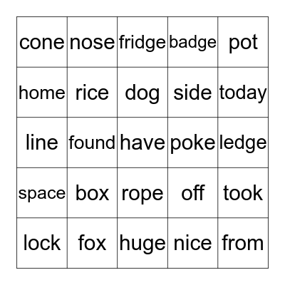 4 in a Row Bingo Card