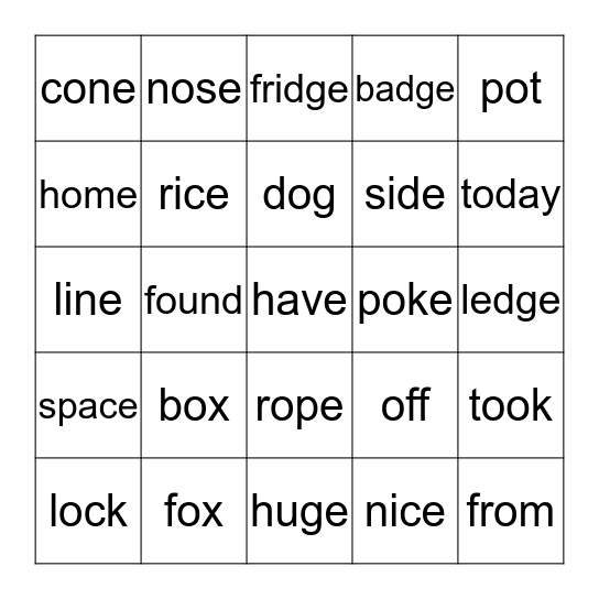 4 in a Row Bingo Card