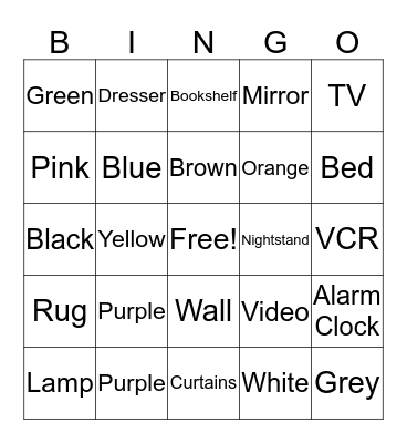COLORES & MI DORMITORIO Bingo Card