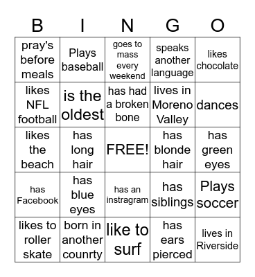 Ice Breaker Bingo Card