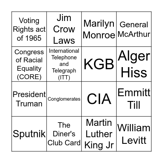 Documentary Bingo Card
