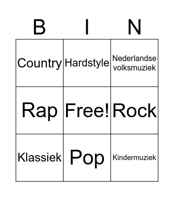 Muziekbingo  Bingo Card