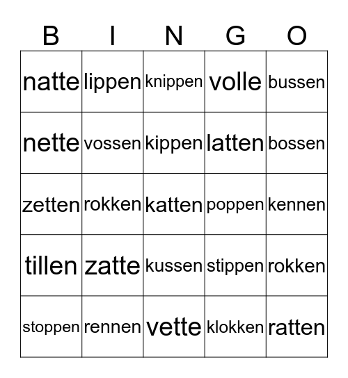 Verdubbelen Bingo Card