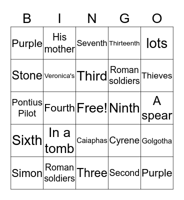 Stations of the Cross Bingo Card