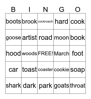 EZ Phonics 3 Bingo Card