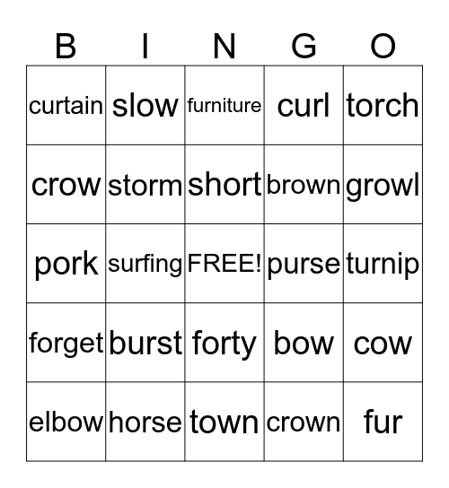 EZ Phonics 4 Bingo Card