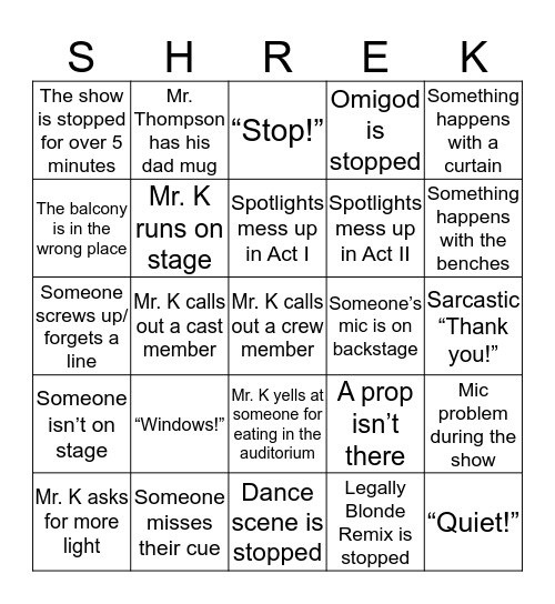 Bingo starts AFTER the Overture Bingo Card