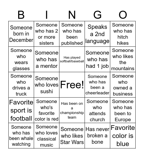 TBS Team Bingo Card