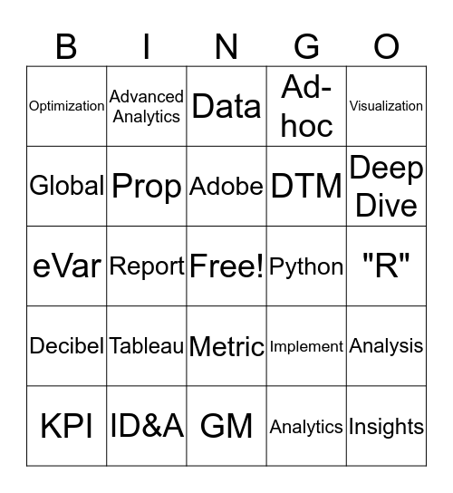 Analytics Buzzword Bingo Card