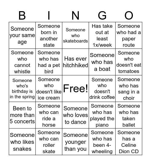 TBS Team Bingo Card