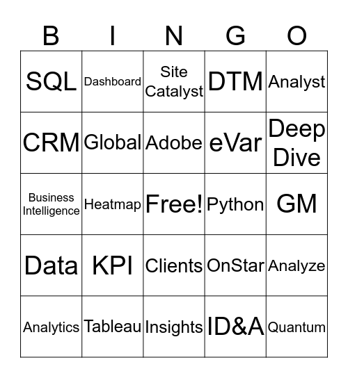 Analytics Buzzword Bingo Card