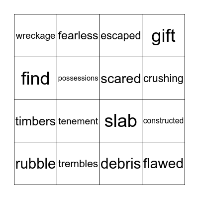 Vocabulary Bingo Card