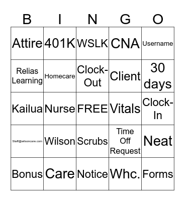BINGO Card