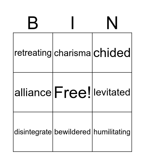 Ch. 4,8,19 Bingo Card