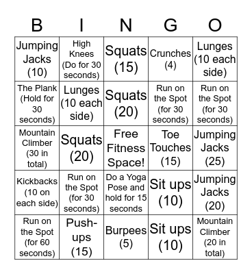 ACTIVE BINGO! Bingo Card