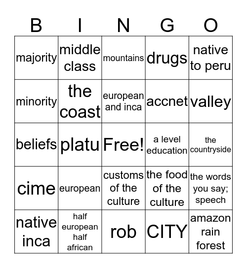 Untitled Bingo Card