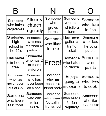 TBS Team Bingo Card