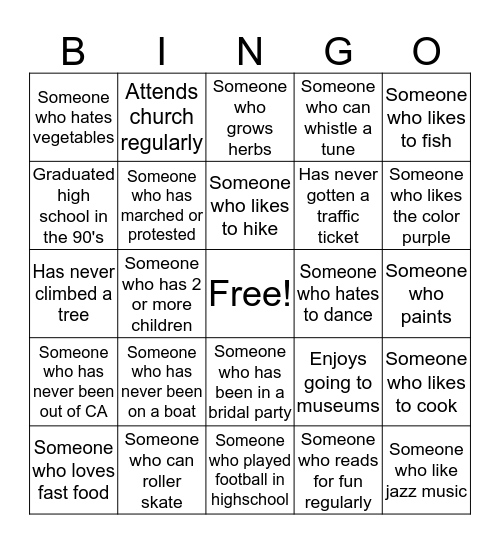 TBS Team Bingo Card