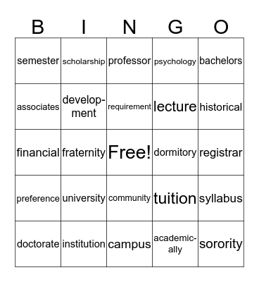 February Bingo Card