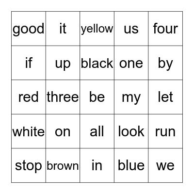 2nd Quarter Sight Words Bingo Card