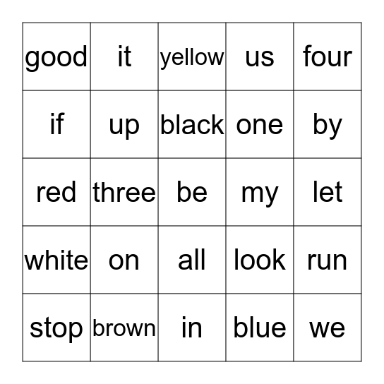 2nd Quarter Sight Words Bingo Card