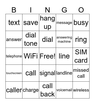 Telephone Bingo Card