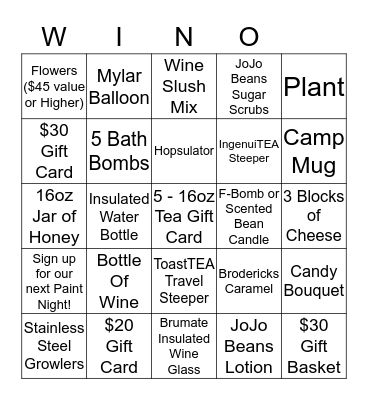 Wild Vines Market - WINO!  Bingo Card