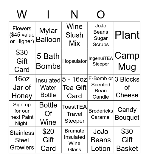 Wild Vines Market - WINO!  Bingo Card