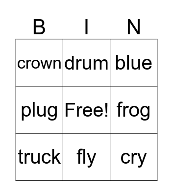 R/L Blends Bingo Card