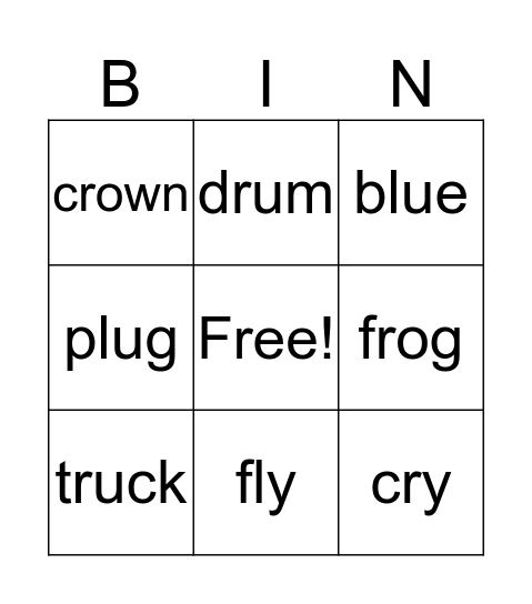R/L Blends Bingo Card