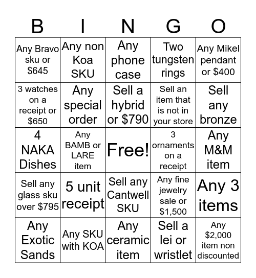 Martin and MacArthur Bingo Card