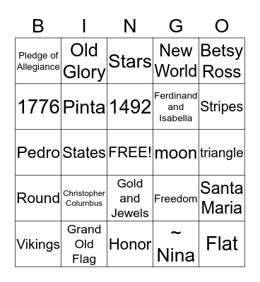 Great Americans Bingo Card