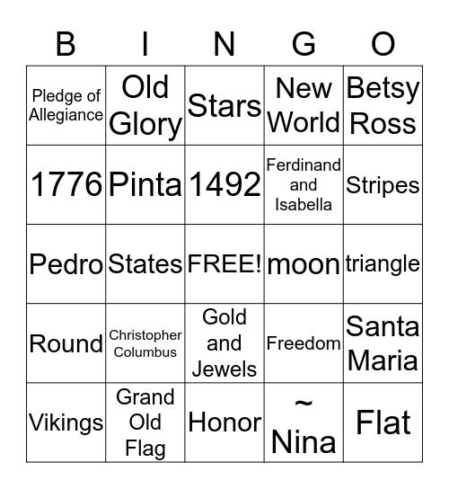 Great Americans Bingo Card