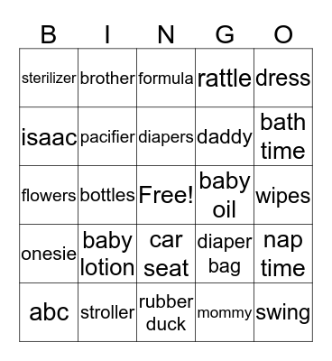 baby girl is on the way! Bingo Card