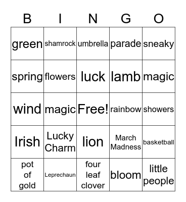 March Bingo Card