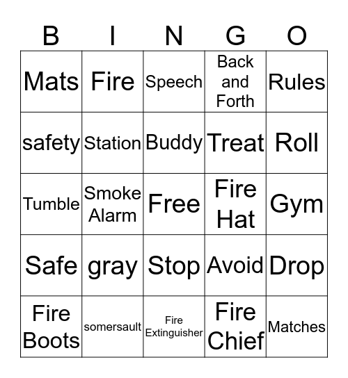 Fire Safety Day Bingo Card