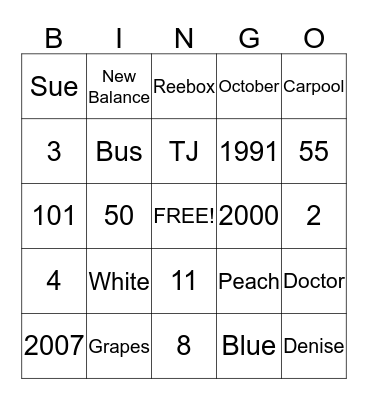 Think You Know Connie - BINGO Card