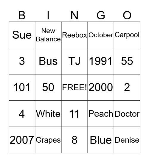 Think You Know Connie - BINGO Card