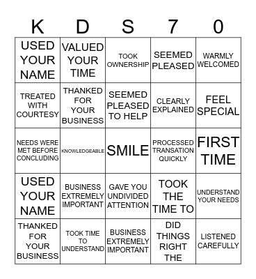 BEACH BLANKET KDS BINGO Card