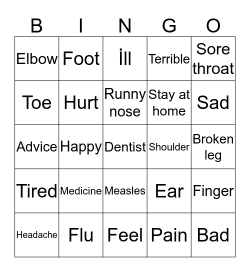 Illnesd Bingo Card