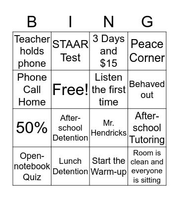 Expectations Bingo Card